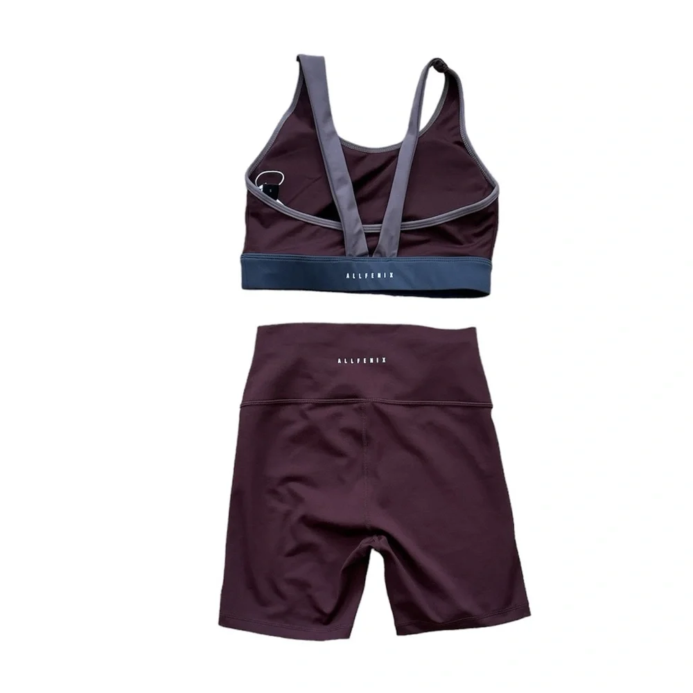 All Fenix NWT Stella Sports Bra & Rise 5” Bike Shorts Chocolate S - Picture 3 of 10